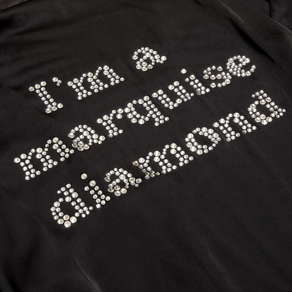 Marquise Diamond Black Satin Robe