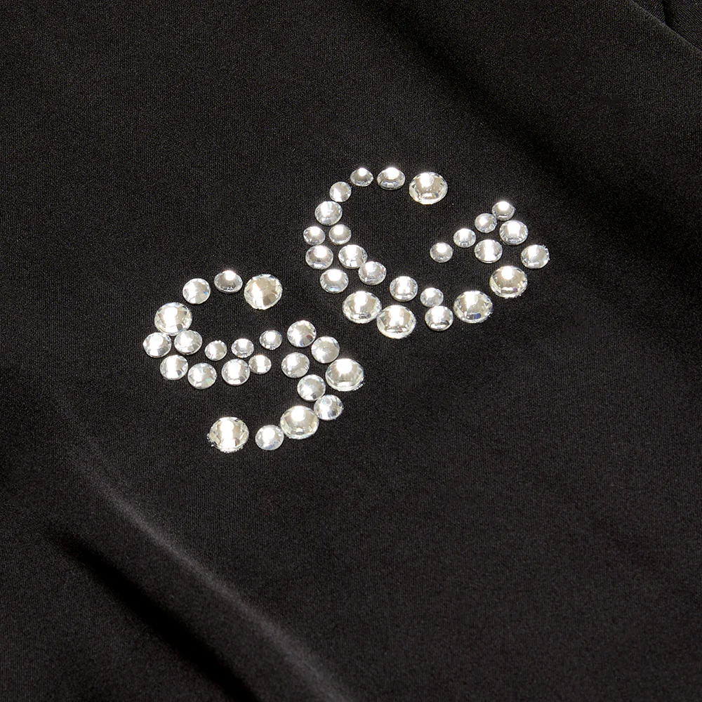 Marquise Diamond Black Satin Robe