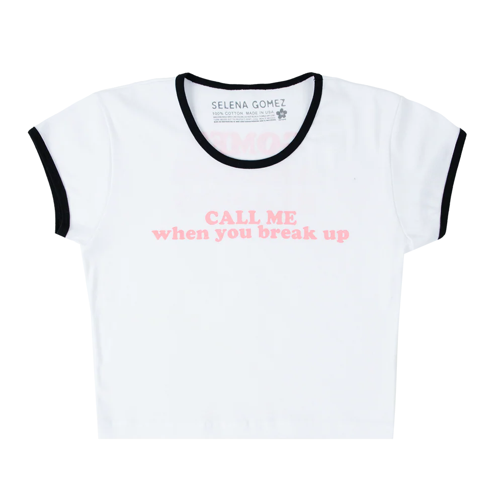 Call Me When You Break Up Baby Rib Crop Ringer