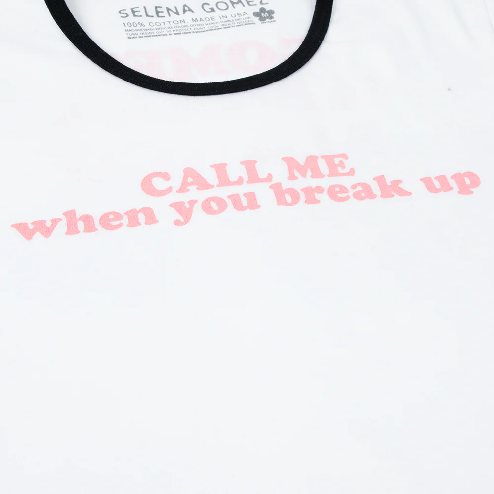 Call Me When You Break Up Baby Rib Crop Ringer